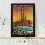 affiche vintage timgad algerie romaine chemins de fer de l etat colonnes arc de trajan edouard herzig retro poster dzecoart