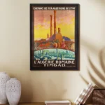 affiche vintage timgad algerie romaine chemins de fer de l etat colonnes arc de trajan edouard herzig retro poster dzecoart