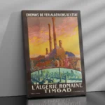 affiche vintage timgad algerie romaine chemins de fer de l etat colonnes arc de trajan edouard herzig retro poster dzecoart