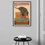 affiche publicitaire vintage panther eis schränke dürrwang glacière ancienne saucisses allemagne réclame retro poster dzecoart