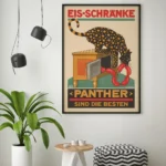 affiche publicitaire vintage panther eis schränke dürrwang glacière ancienne saucisses allemagne réclame retro poster dzecoart
