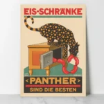 affiche publicitaire vintage panther eis schränke dürrwang glacière ancienne saucisses allemagne réclame retro poster dzecoart