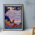 affiche vintage route des alpes roger broders 1920 chemins de fer plm autocar tourisme chamonix grenoble nice retro poster dzecoart