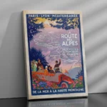 affiche vintage route des alpes roger broders 1920 chemins de fer plm autocar tourisme chamonix grenoble nice retro poster dzecoart
