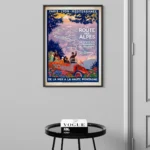 affiche vintage route des alpes roger broders 1920 chemins de fer plm autocar tourisme chamonix grenoble nice retro poster dzecoart