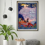 affiche vintage route des alpes roger broders 1920 chemins de fer plm autocar tourisme chamonix grenoble nice retro poster dzecoart