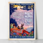 affiche vintage route des alpes roger broders 1920 chemins de fer plm autocar tourisme chamonix grenoble nice retro poster dzecoart