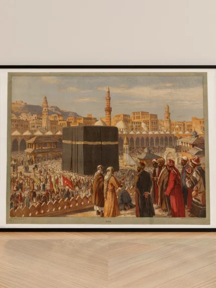 affiche la mecque kaaba georg macco 1910 pelerinage dresdner schulverlag land und leben orientalisme poster histoire art islamique dzecoart