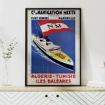 Affiche Maritime Vintage Algérie Tunisie Navigation Mixte – Image 3