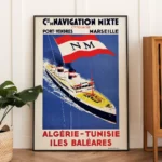 Affiche Maritime Vintage Algérie Tunisie Navigation Mixte – Image 5