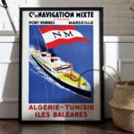 Affiche Maritime Vintage Algérie Tunisie Navigation Mixte – Image 2