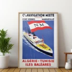 Affiche Maritime Vintage Algérie Tunisie Navigation Mixte – Image 6