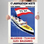 Affiche Maritime Vintage Algérie Tunisie Navigation Mixte – Image 7