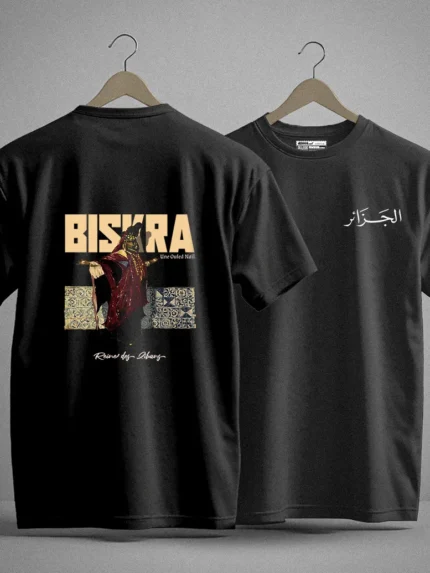 t-shirt biskra dos impression affiche vintage reine des zibans ouled nail algerie dzecoart