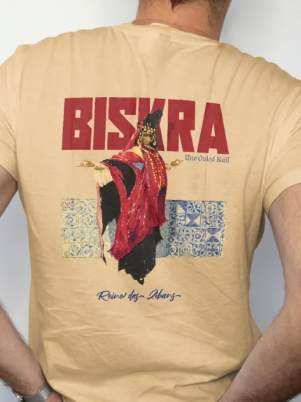 t-shirt biskra dos impression affiche vintage reine des zibans ouled nail algerie dzecoart