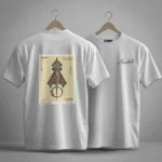 t-shirt algerie vintage Blanc dos et face impression grand timbre poste officiel fibule bijou kabyle mohamed temam dzecoart