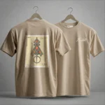 t-shirt algerie vintage beige dos impression grand timbre poste officiel fibule bijou kabyle mohamed temam dzecoart