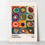 affiche wassily kandinsky cercles concentriques color study 1913 art abstrait carre couleur exposition retro poster dzecoart