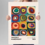 affiche wassily kandinsky cercles concentriques color study 1913 art abstrait carre couleur exposition retro poster dzecoart